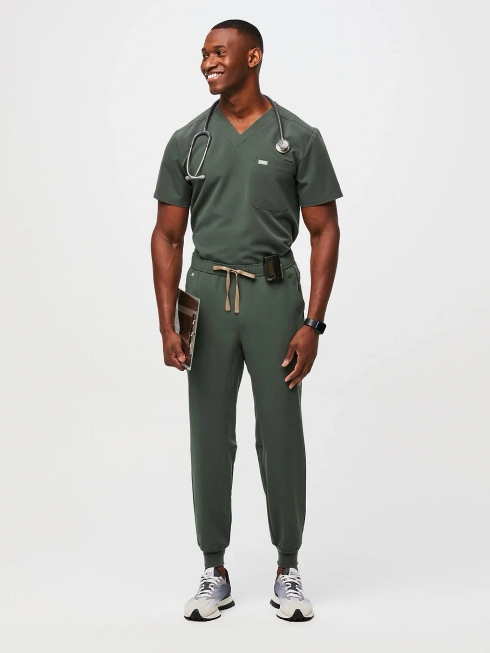 Figs Men's Moss Jogger Scrub Pants with BLUE Drawcord